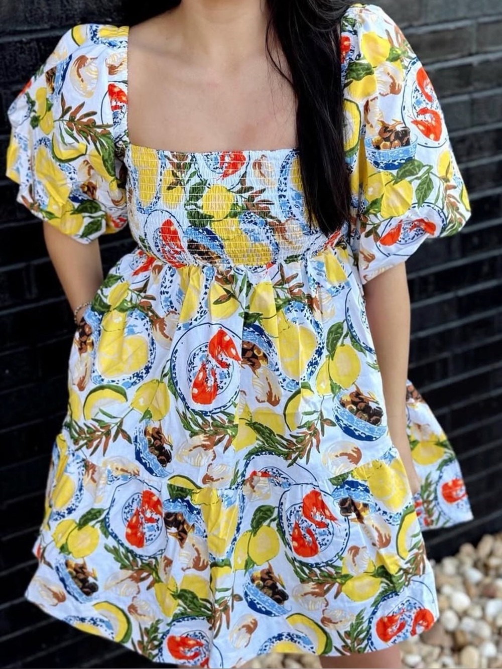NWT 8 Oak Lane Santorini Puff Sleeve Dress
